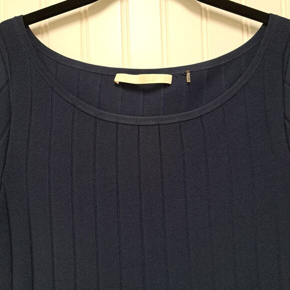 Jason Wu Collection Dress Womens S Navy Blue Ribbed Pleated Half Sleeve Pullover - Picture 5 of 16